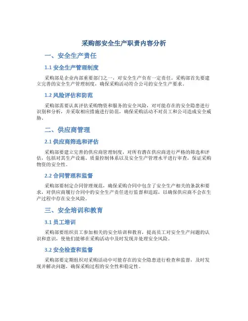 采购部安全生产职责是什么内容啊