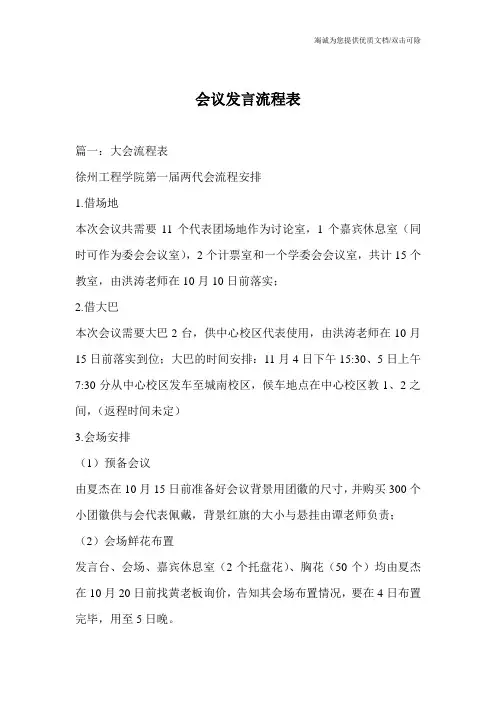 会议发言流程表