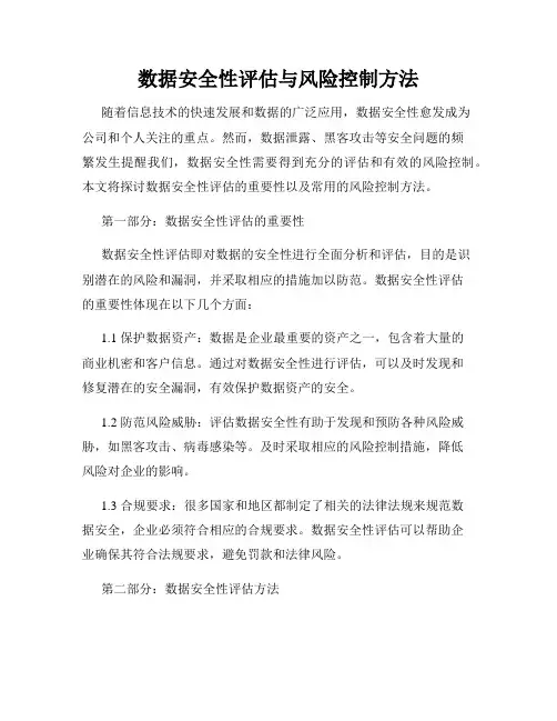 数据安全性评估与风险控制方法