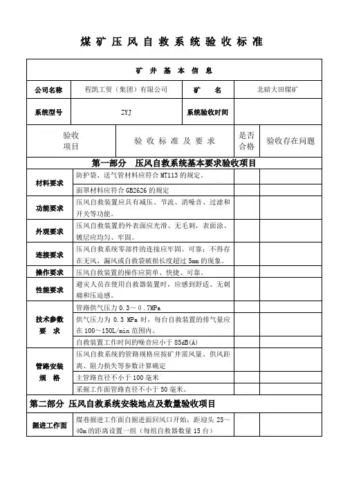 压风自救检验标准