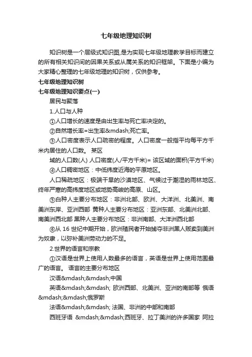 七年级地理知识树