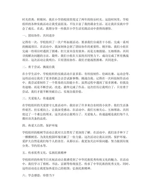 小学生活实践活动感言