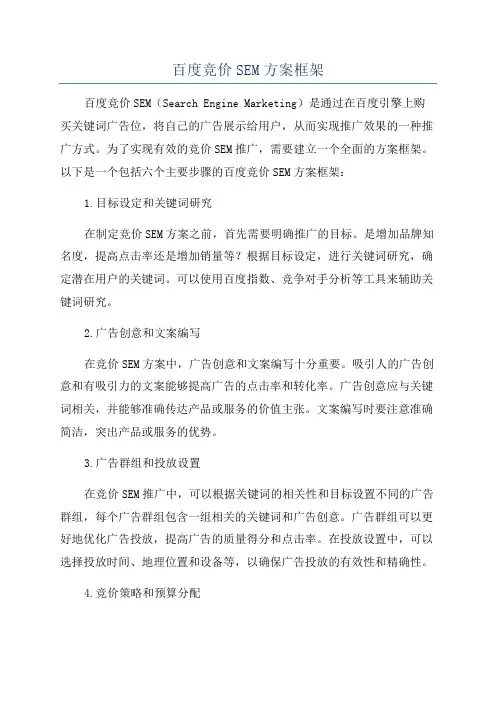百度竞价SEM方案框架