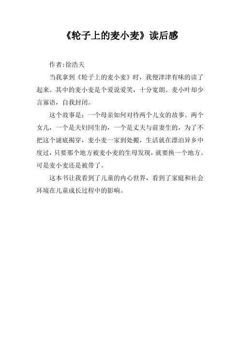 《轮子上的麦小麦》读后感