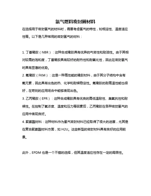 氢气燃料密封圈材料