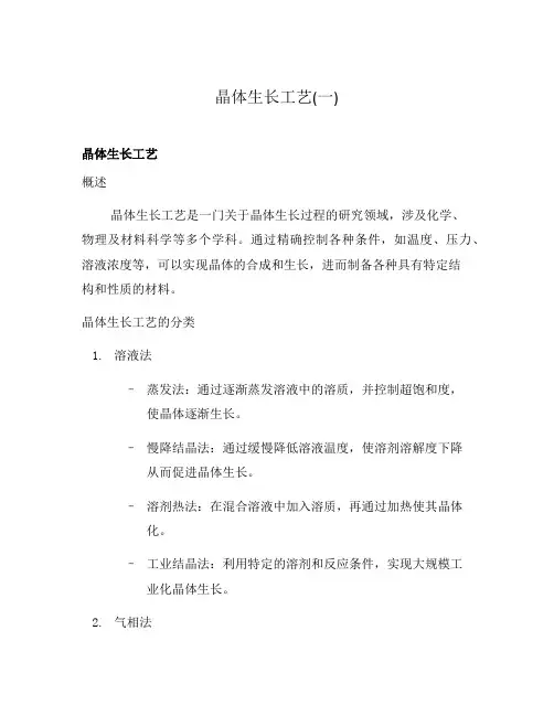 晶体生长工艺(一)