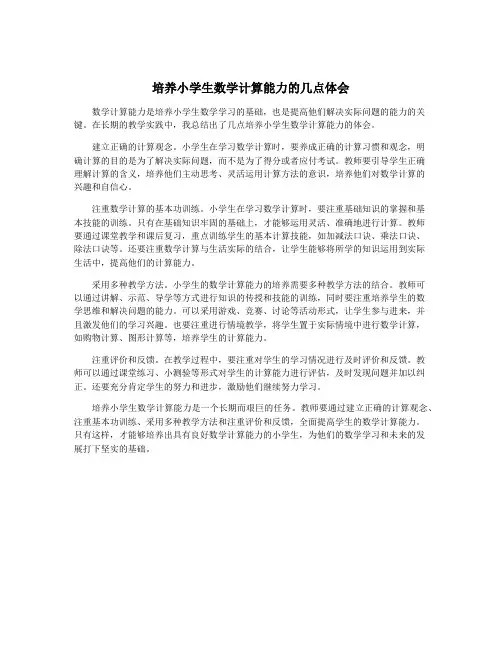 培养小学生数学计算能力的几点体会