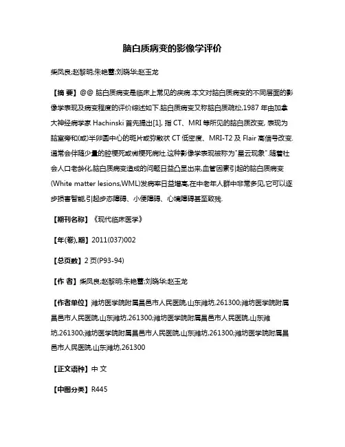 脑白质病变的影像学评价