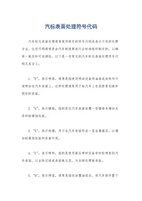 汽标表面处理符号代码
