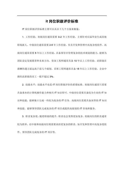 it岗位职级评价标准