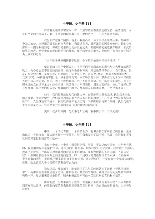 中华情，少年梦作文
