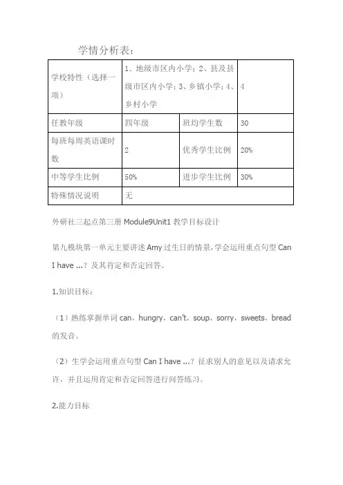 学情分析表