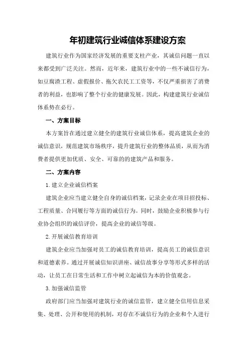 年初建筑行业诚信体系建设方案