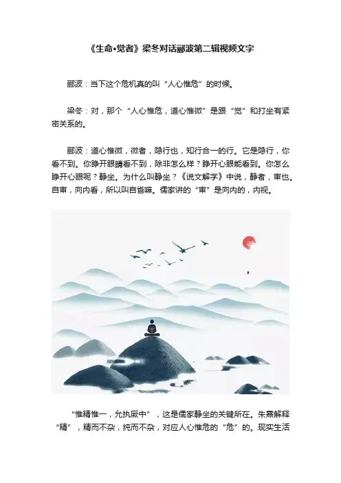 《生命·觉者》梁冬对话郦波第二辑视频文字