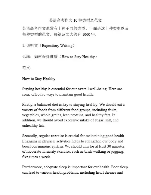 英语高考作文10种类型及范文