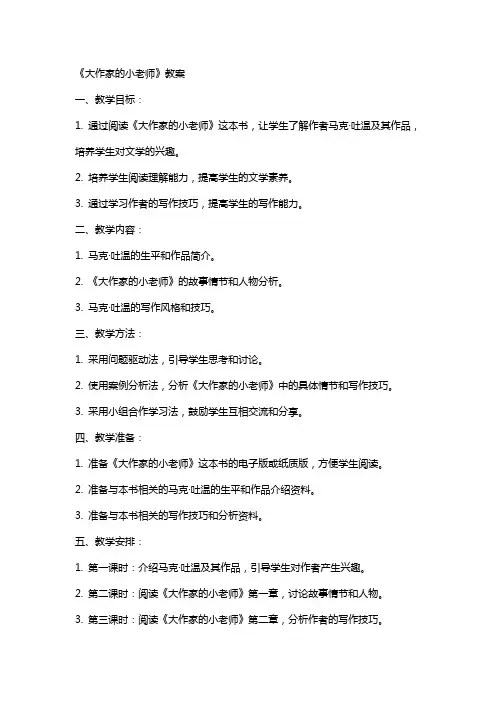 《大作家的小老师》教案