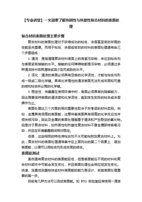 【专业讲堂】一文简要了解热固性与热塑性复合材料的表面处理