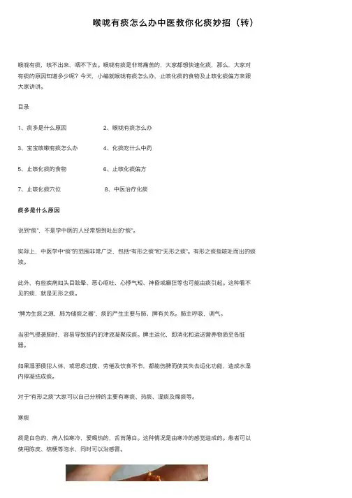 喉咙有痰怎么办中医教你化痰妙招（转）
