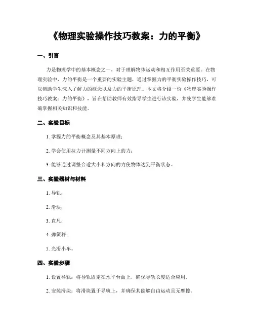 《物理实验操作技巧教案：力的平衡》