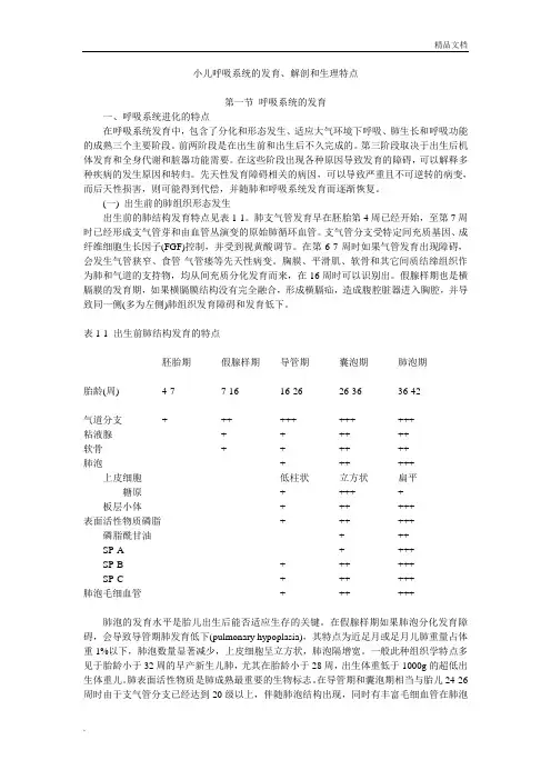 小儿肺发育解剖生理特点