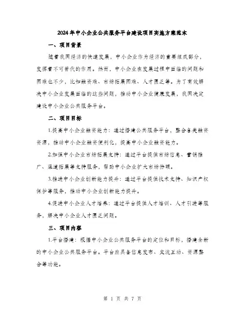 2024年中小企业公共服务平台建设项目实施方案范本(2篇)