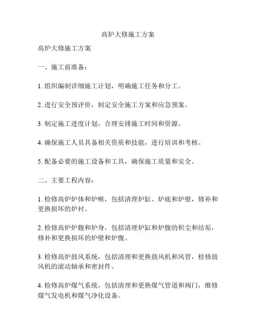 高炉大修施工方案