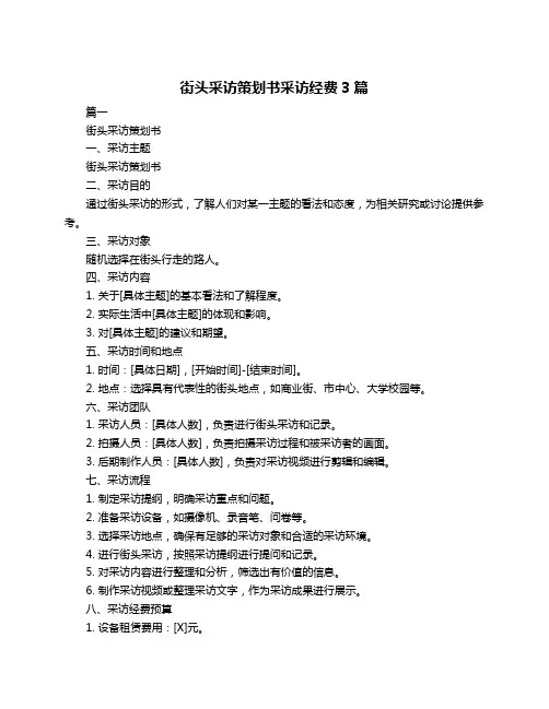 街头采访策划书采访经费3篇