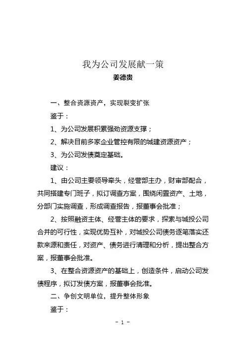 我为公司发展献一策