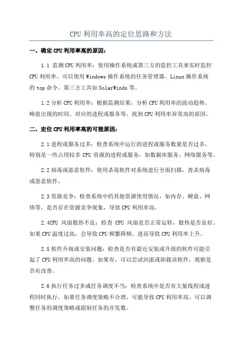 CPU利用率高的定位思路和方法