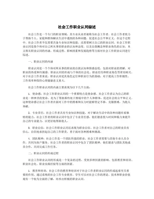 社会工作职业认同综述