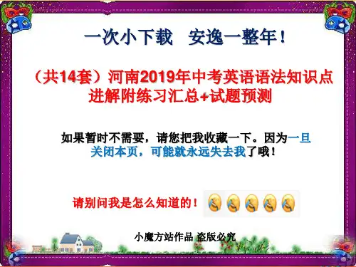 (共14套)河南2019年中考英语语法知识点进解附练习汇总 试题预测