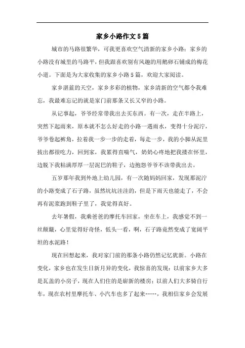 家乡小路作文5篇