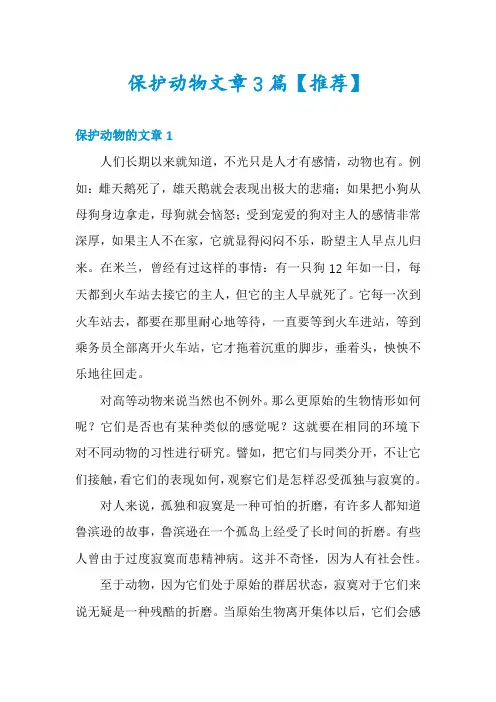 保护动物文章3篇【推荐】