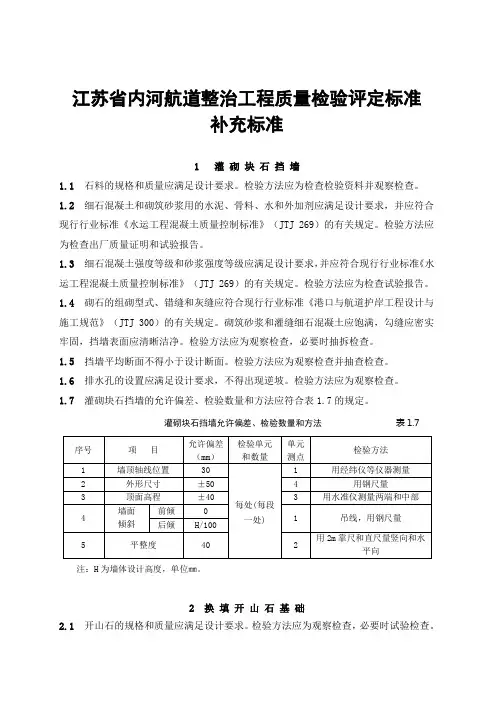 江苏省内河航道整治工程质量检验评定标准