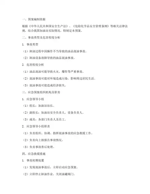 油罐卸油混油事故预案