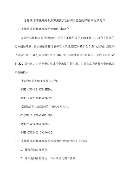 选择性非催化还原反应脱硝氨耗量和氨逃逸的影响分析及对策