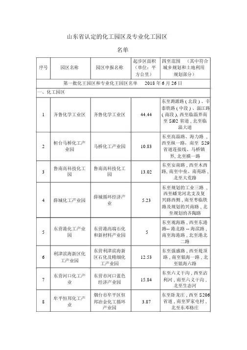000-山东省认定的化工园区及专业化工园区名单(全部)