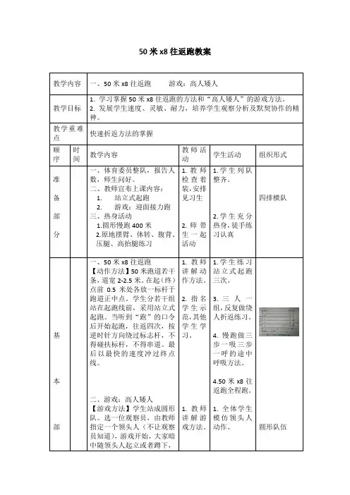 50米X8往返跑