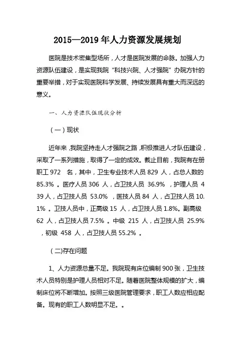 2015—2019年人力资源发展规划