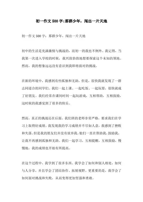 初一作文500字那群少年闯出一片天地