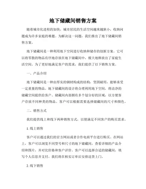 地下储藏间销售方案