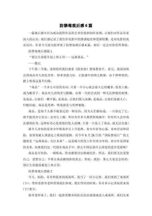 防禁毒观后感6篇