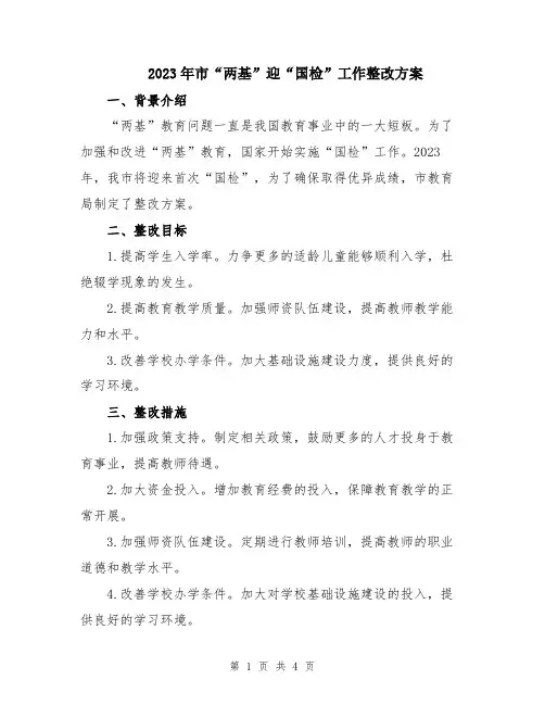 2023年市“两基”迎“国检”工作整改方案