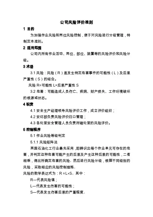 公司风险评价准则