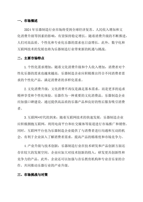 2024年乐器制造行业市场分析报告