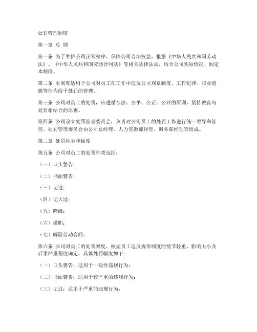 处罚管理制度模板范文