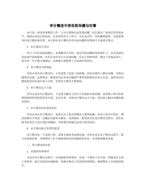 审计整改中存在的问题与对策