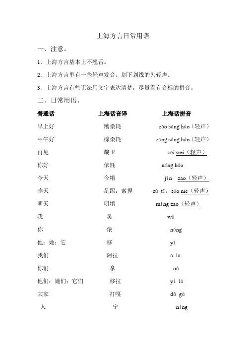 上海方言日常用语