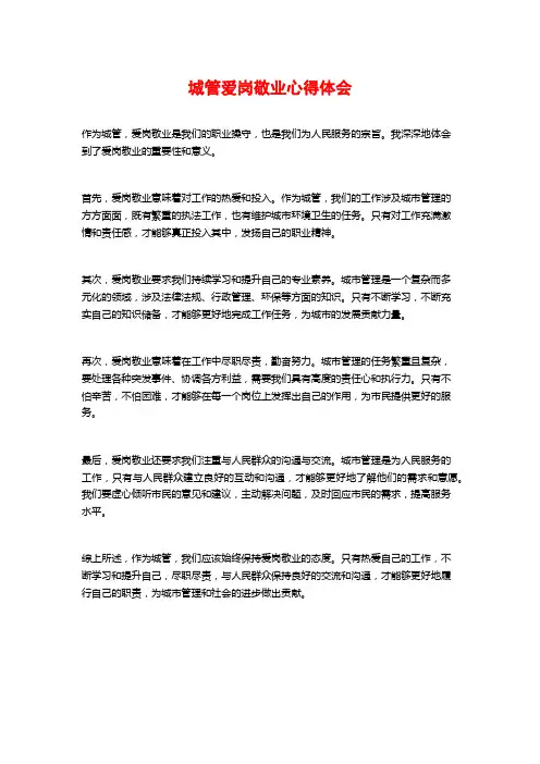 城管爱岗敬业心得体会