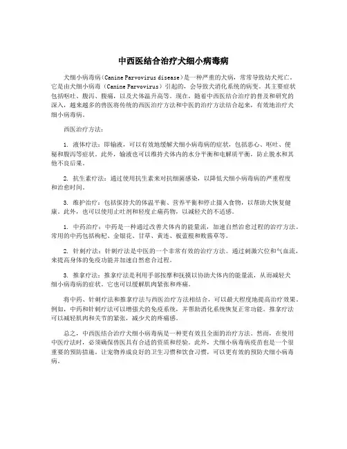 中西医结合治疗犬细小病毒病